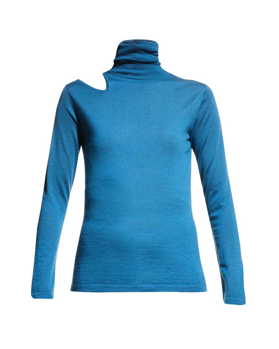 Cashmere Cutout Turtleneck Sweat
